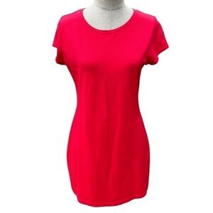 Nautica Vintage Y2K Red Jersey Knit Short Sleeve Mini Shirt Dress
